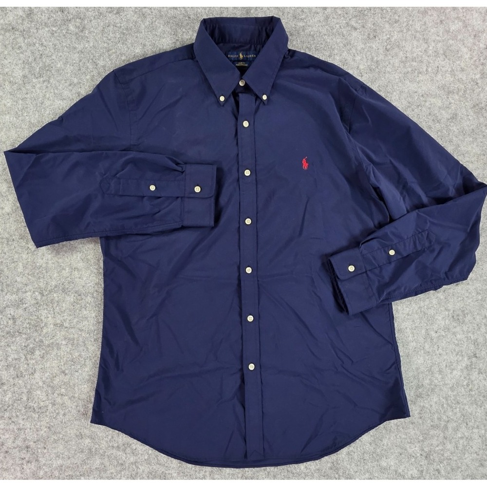 Ralph Lauren Shirt Mens XL Solid Blue  Slim Fit Performance Red Pony Logo - Picture 2 of 7